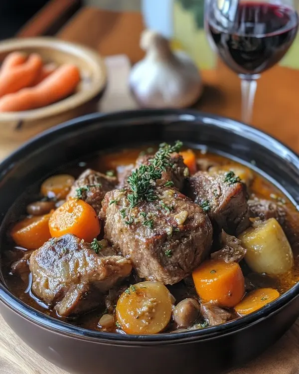 Joue de Bœuf aux Carottes : Une Recette Fondante pour des Dîners Mémorables 3 Plat de joue de bœuf aux carottes