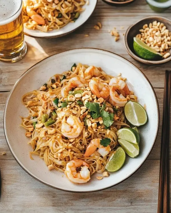 Pad Thai Crevettes : Une Recette Succulente pour Vos Papilles 4 Recette de Pad thaï aux crevettes a table