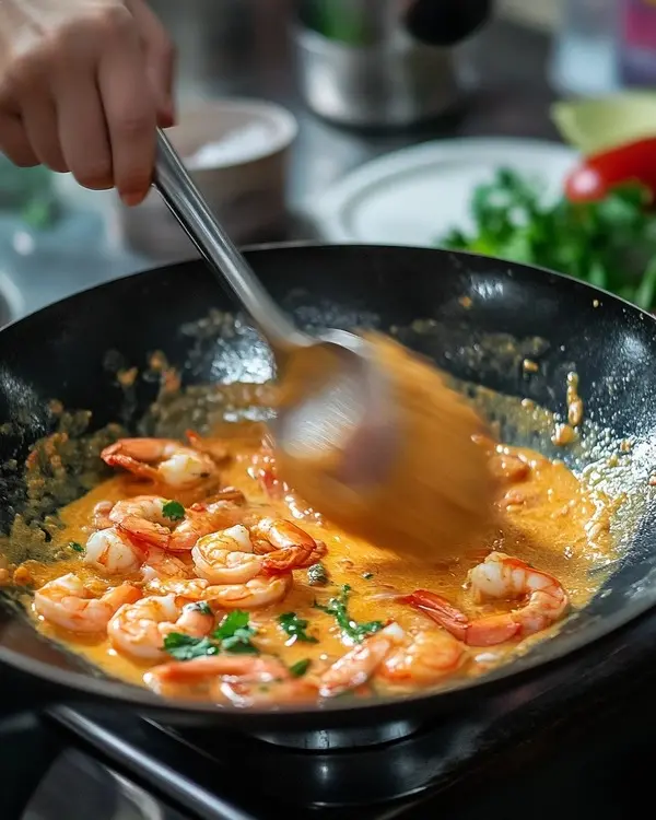 Recette Crevette Lait de Coco Thaï : Saveurs Exotiques 3 Préparation de la recettte crevette lait de coco thaï