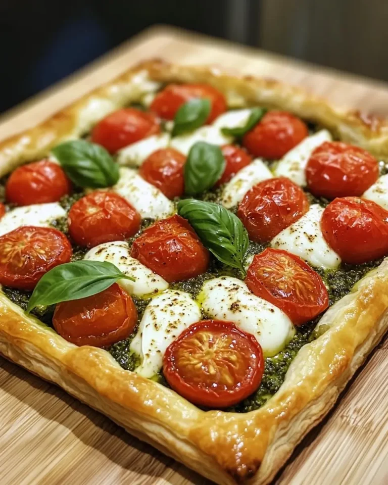 Tarte Express aux Tomates Cerises, Mozzarella et Pesto