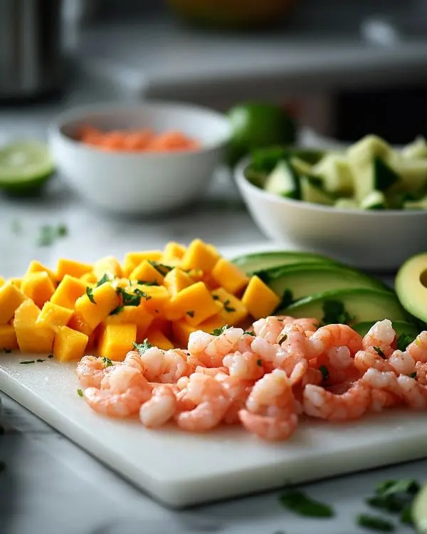 Tartare de Crevettes, Avocat et Mangue 3 préparation de Tartare de mangue avocat