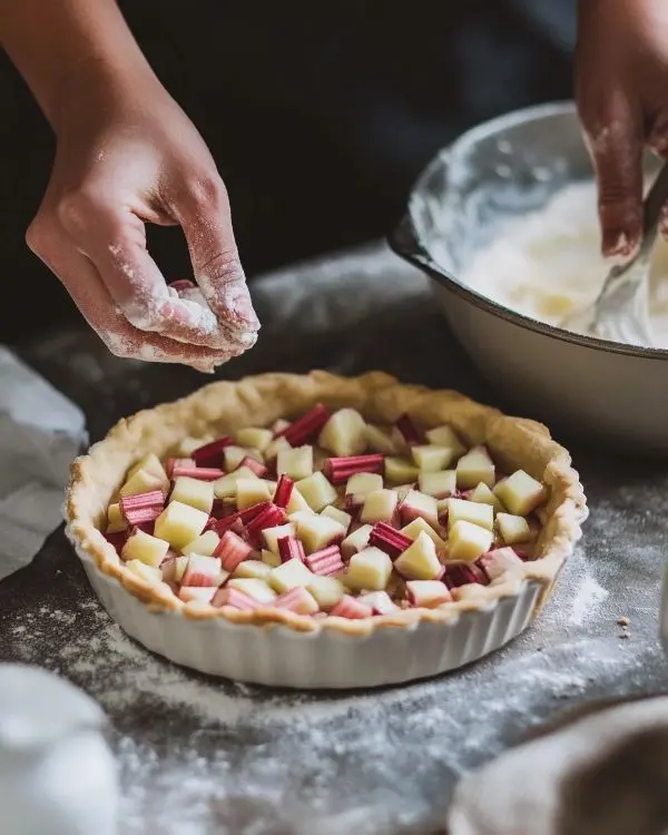 Tarte à la rhubarbe facile et rapide 3 préparation de Tarte à la rhubarbe