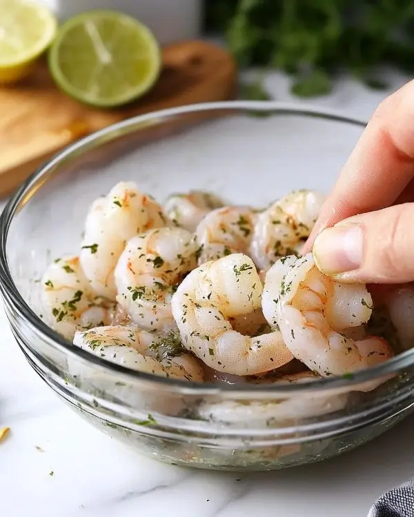 Brochettes de Crevettes Marinées Citron Vert & Coriandre 3 preparation de brochettes de crevettes marinées au citron