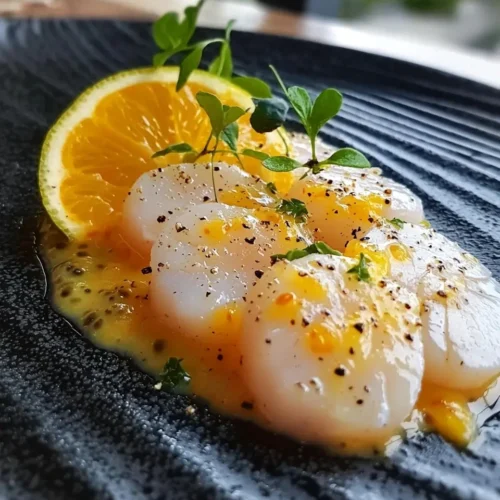 Carpaccio de Saint-Jacques Sublime 5 Carpaccio de Saint-Jacques, Vinaigrette Passion-Agrumes