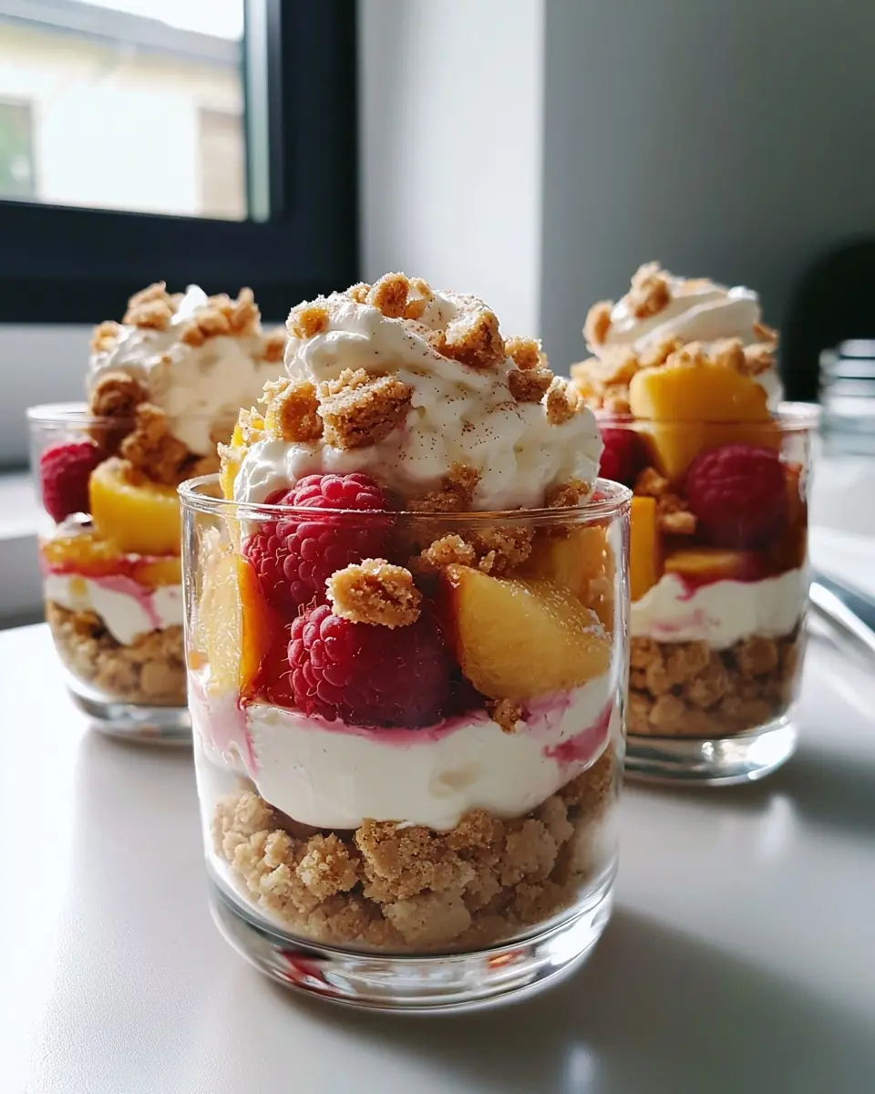 Crumble Minute en Verrine Irrésistible 1 Crumble Minute en Verrine Pêches Blanches, Framboises et Spéculoos