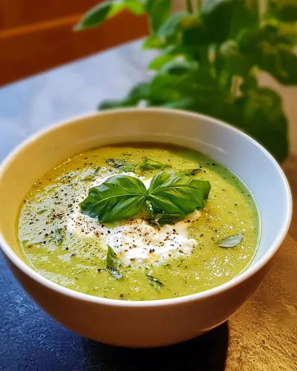 Gaspacho de Courgettes et Basilic Velouté 2 Gaspacho de Courgettes et Basilic avec un Nuage de Chèvre Frais recette
