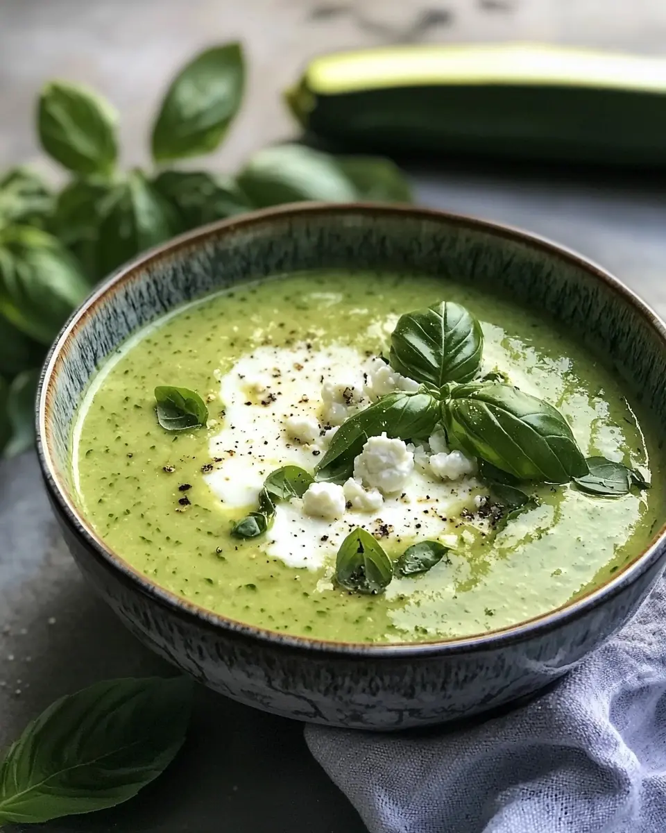 Gaspacho de Courgettes et Basilic Velouté 1 Gaspacho de Courgettes et Basilic avec un Nuage de Chèvre Frais