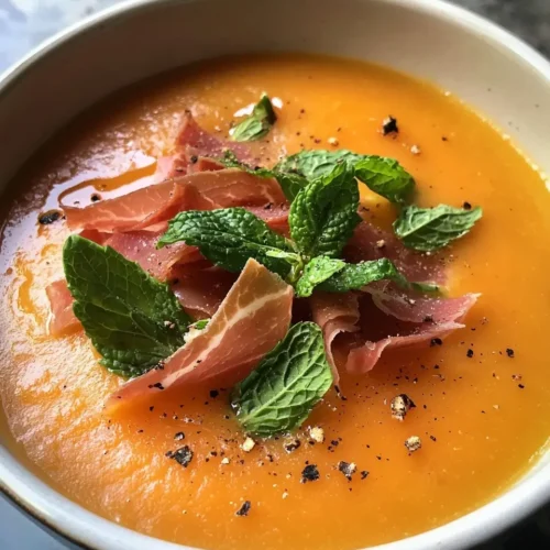 Gaspacho de Melon à la Menthe et Éclats de Jambon Cru 5 Gaspacho de Melon à la Menthe et Éclats de Jambon Cru