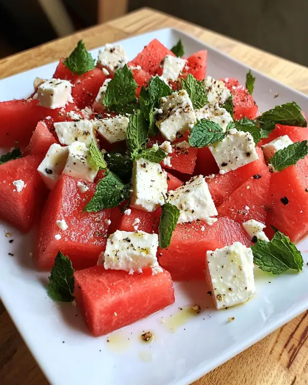 Salade de Pastèque, Feta et Menthe Fraîche 3 La recette Salade de Pastèque, Feta et Menthe