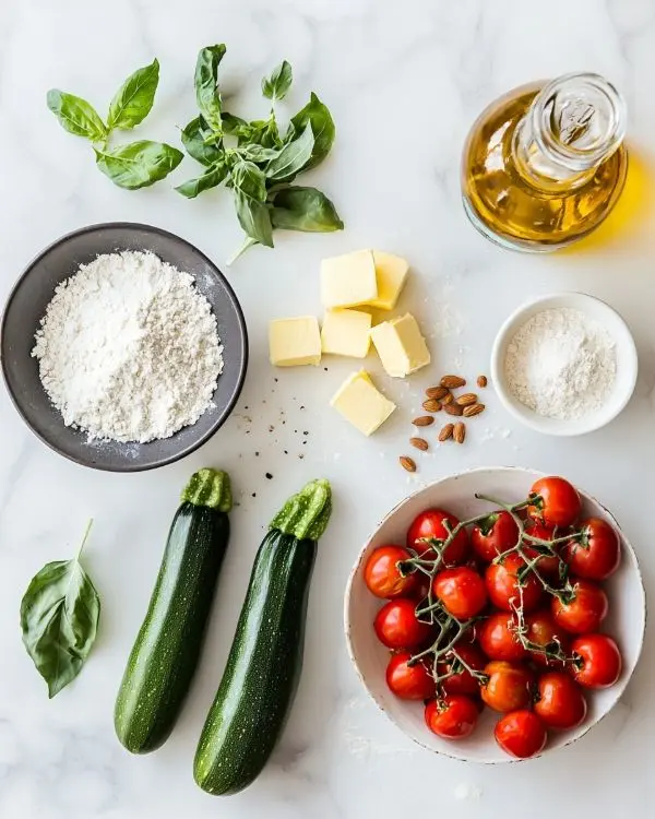 Crumble Salé de Tomates Cerises, Courgettes et Parmesan 2 Les ingrédients pour Crumble Salé de Tomates Cerises
