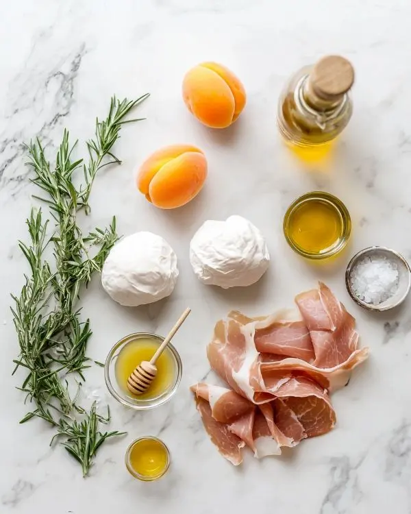 Salade d'Abricots Rôtis au Romarin, Burrata et Jambon 2 Les ingrédients pour Salade d'Abricots Rôtis au Romarin