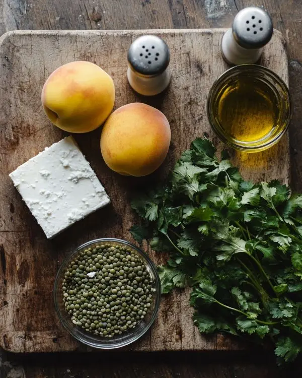 Salade de Lentilles, Pêches Grillées Parfumée 2 Les ingrédients pour Salade de Lentilles