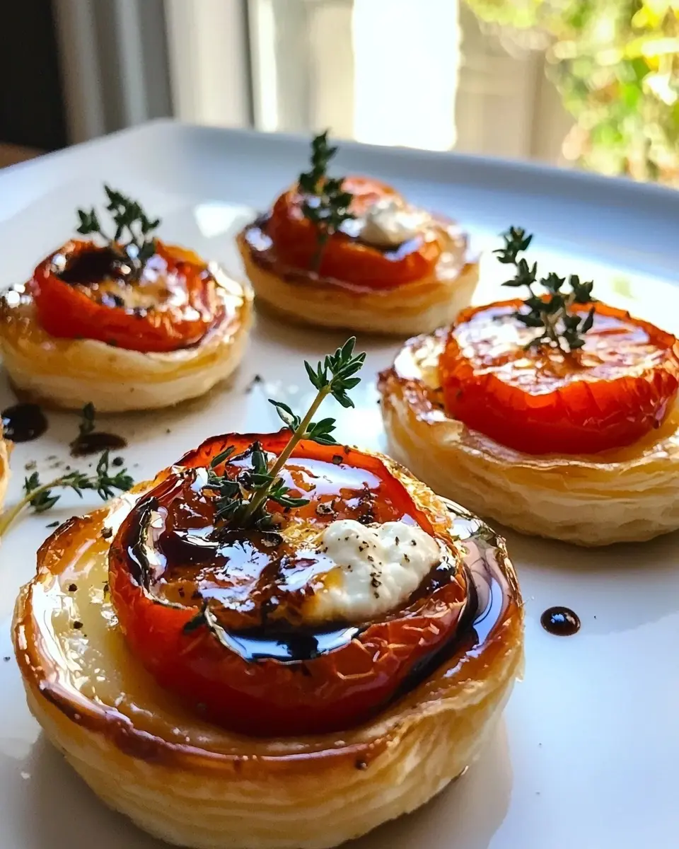 Mini-Tatins de Tomates Cerises Dorées 1 Mini-Tatins de Tomates Cerises, Chèvre et Thym