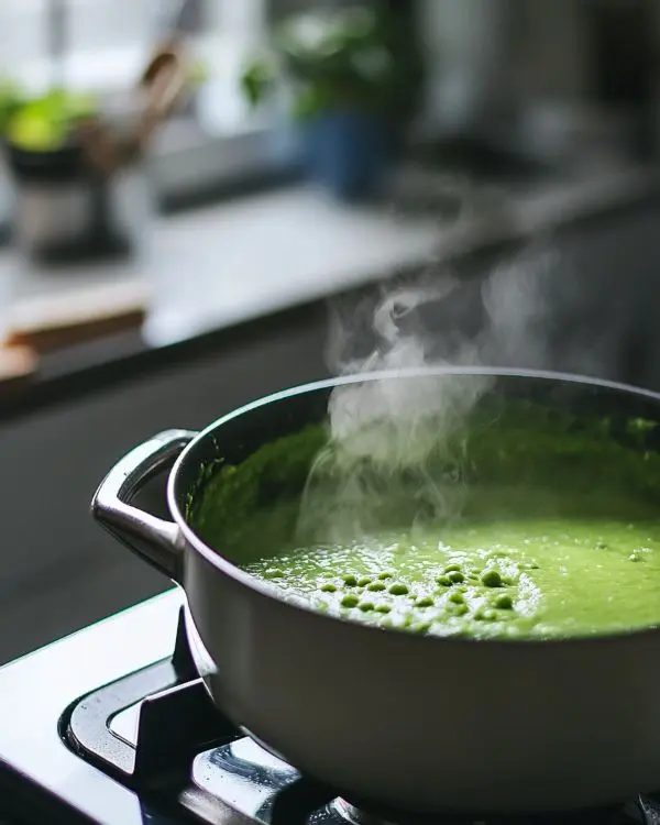 Velouté Froid de Petits Pois à la Menthe 3 Préparation de Nuage de Ricotta