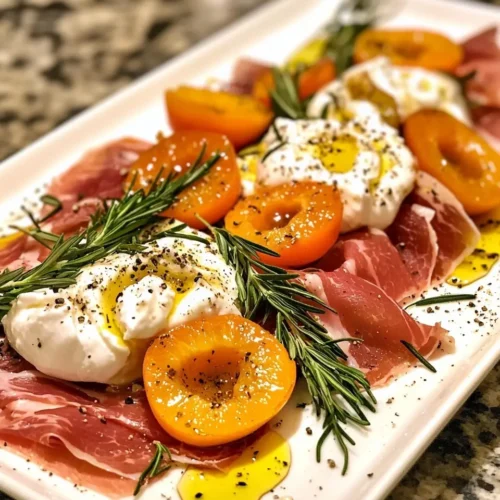 Salade d'Abricots Rôtis au Romarin, Burrata et Jambon 5 Salade d'Abricots Rôtis au Romarin, Burrata et Jambon de Parme