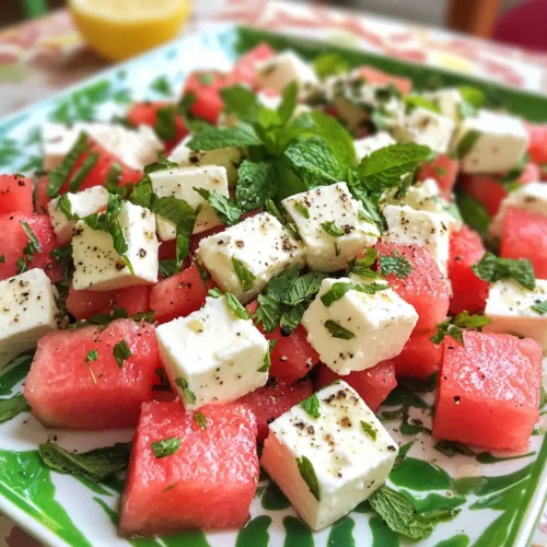 Salade de Pastèque, Feta et Menthe Fraîche 4 Salade de Pastèque, Feta et Menthe