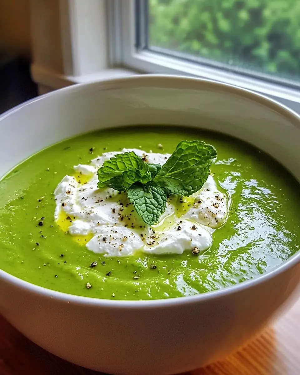 Velouté Froid de Petits Pois à la Menthe 1 Velouté Froid de Petits Pois à la Menthe, Nuage de Ricotta
