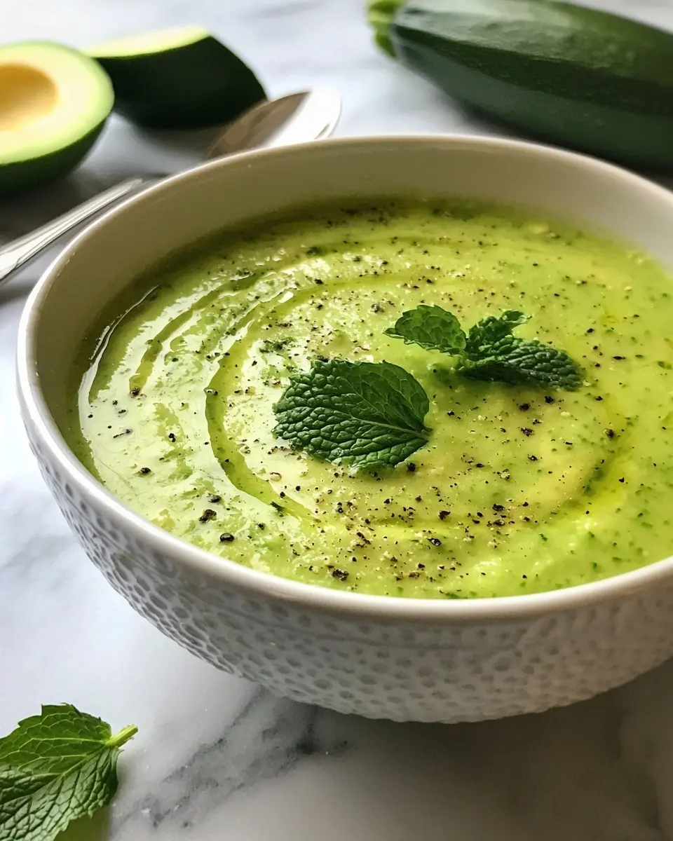 Velouté Glacé de Courgettes, Avocat et Menthe Soyeux 1 Velouté Glacé de Courgettes, Avocat et Menthe