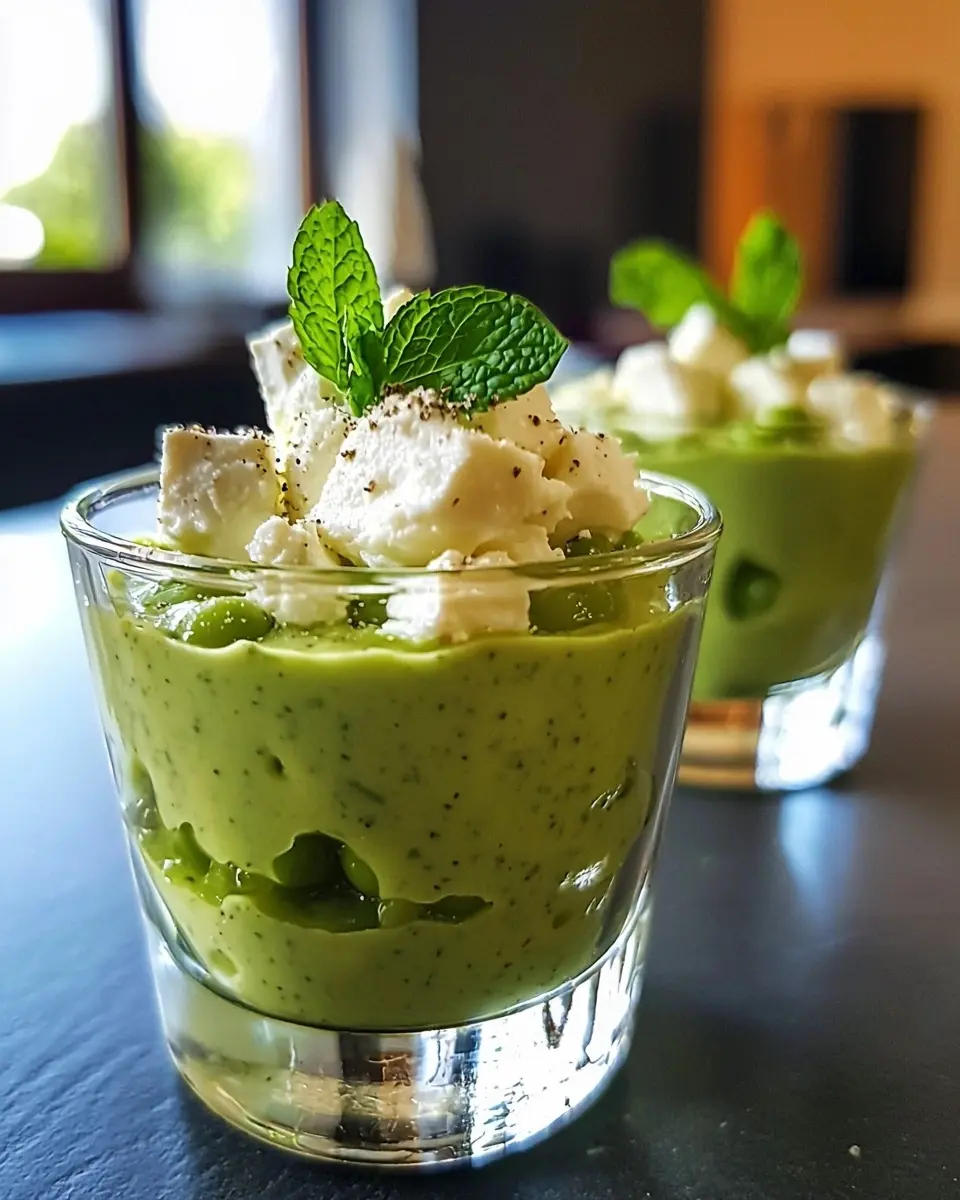 Verrines Crème de Petits Pois Frais à la Menthe Veloutées 1 Verrines Crème de Petits Pois Frais à la Menthe