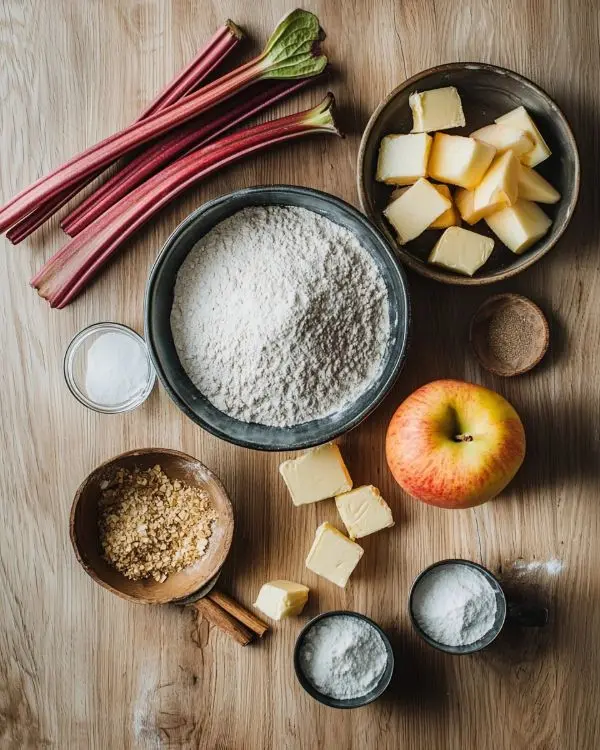Crumble Pommes, Rhubarbe et Épices Parfumé 2 ingrédients pour Crumble Pommes, Rhubarbe et Épices
