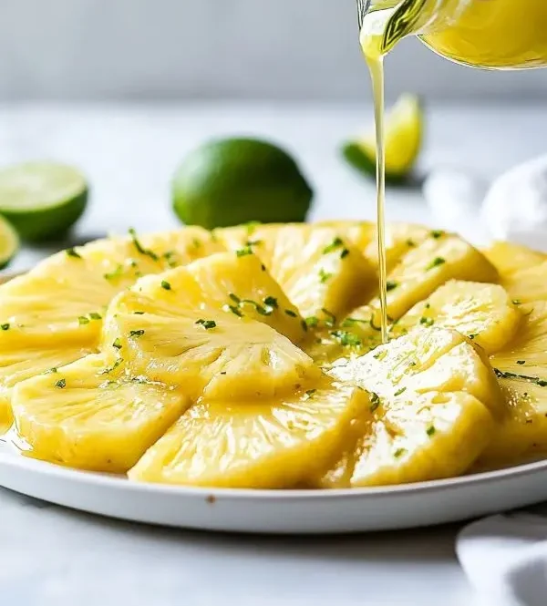 Carpaccio d'Ananas Mariné au Citron Vert et à la Menthe Explosif 3 La préparation - Carpaccio d'Ananas Mariné au Citron Vert et à la Menthe