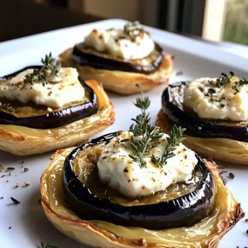 Mini Tatins d'Aubergines Caramélisées 5 Mini Tatins d'Aubergines Caramélisées au Miel et Chèvre Frais