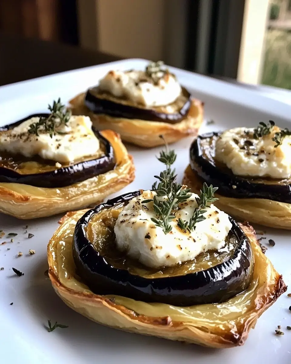 Mini Tatins d'Aubergines Caramélisées 1 Mini Tatins d'Aubergines Caramélisées au Miel et Chèvre Frais