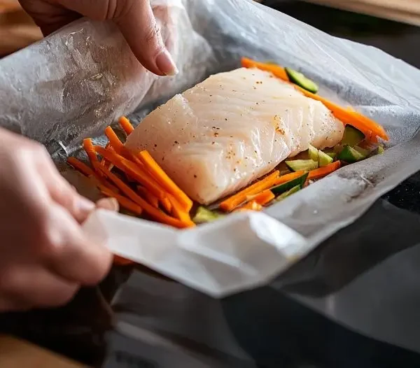 Filet de julienne en papillote au four 3 Préparaton Papillote de julienne