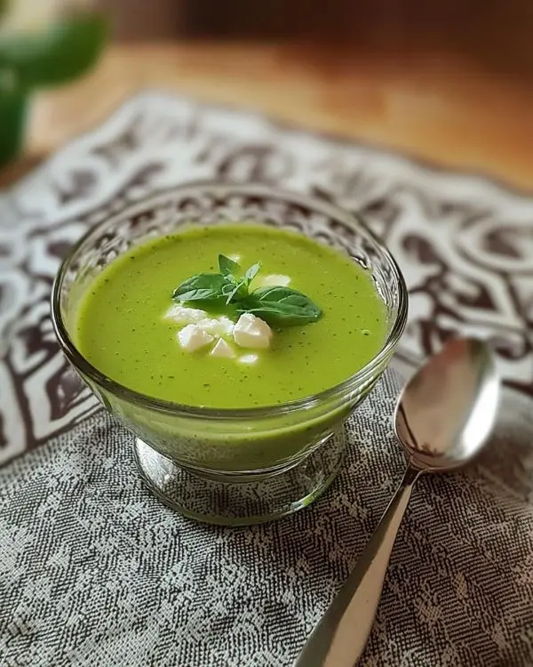 Gaspacho Vert aux Petits Pois, Menthe et Feta Émiettée 4 recette Gaspacho Vert aux Petits Pois, Menthe et Feta Émiettée