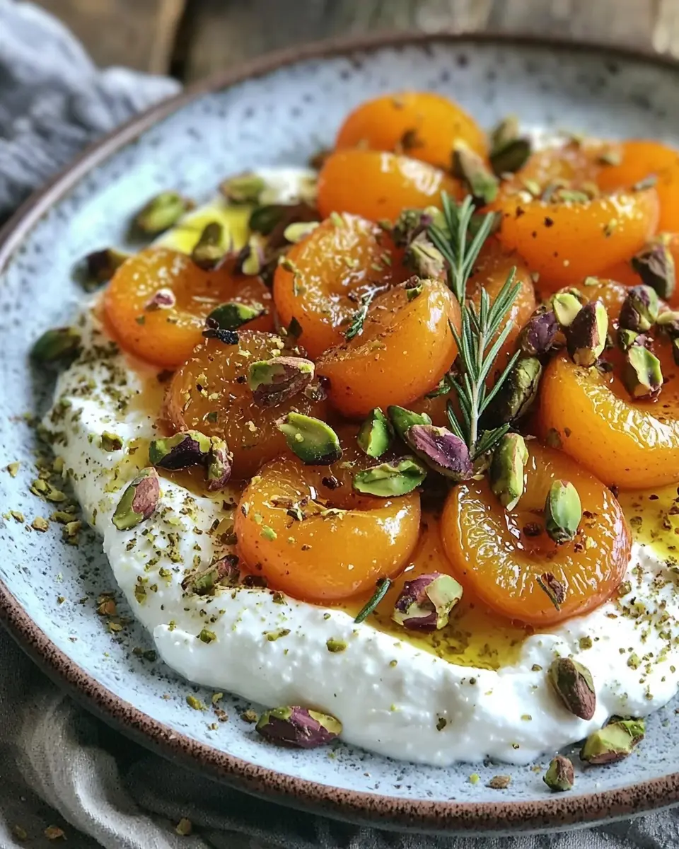 Abricots Rôtis au Romarin, Feta Fouettée & Pistaches Divins 1 Abricots Rôtis au Romarin