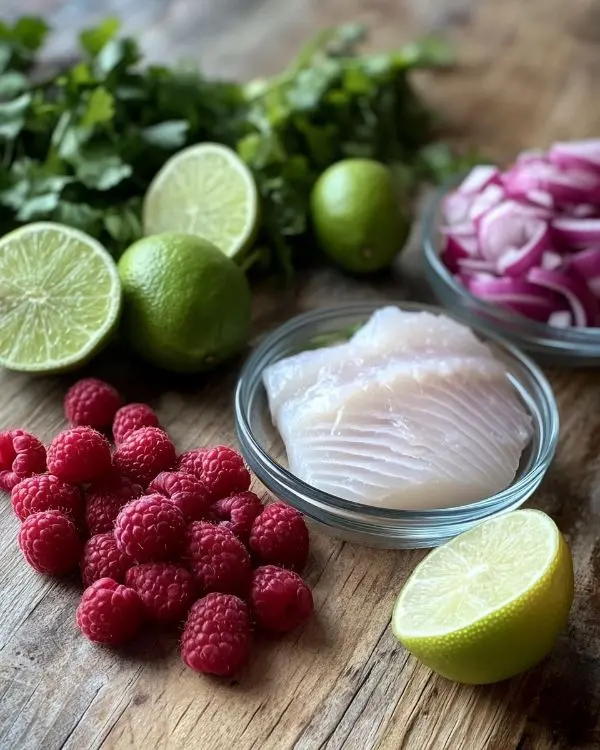 Ceviche de Loup de Mer à la Framboise Envoûtant 2 Les ingrédients pour Ceviche de Loup de Mer à la Framboise