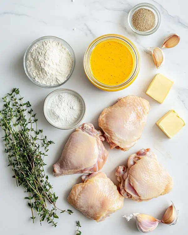 Poulet à la Moutarde Fondant 2 Les ingrédients pour la recette Poulet à la moutarde