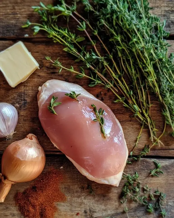 Recette Poulet Blanc Rôti au Beurre d'Herbes 2 Les ingrédients pour la recette poulet blanc Rôti au beurre d’herbes