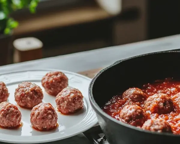 Recette de Boulettes de Bœuf Haché avec Sauce Gourmande 3 Préparation boeuf haché avec sauce tomate