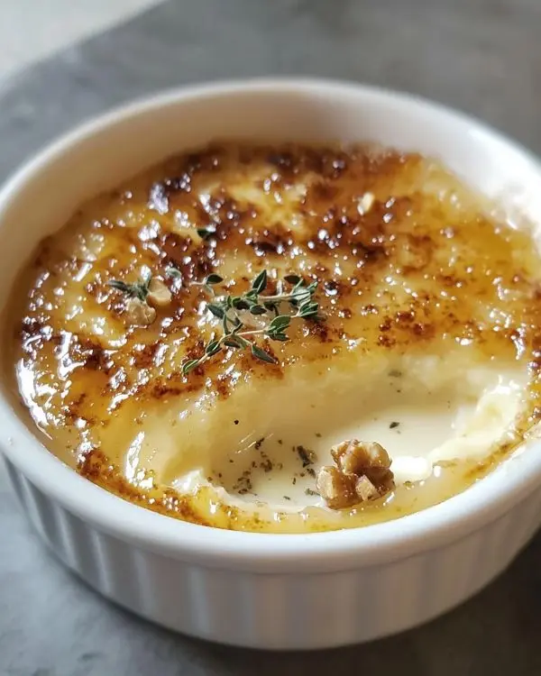 Crème Brûlée Salée au Chèvre Fondante 2 Recette Crème Brûlée Salée au Chèvre, Miel de Thym & Noix