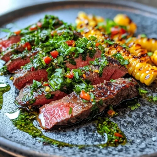 Tataki de Bœuf, Vinaigrette Chimichurri Frais et Maïs Grillé 5 Tataki de Bœuf, Vinaigrette Chimichurri