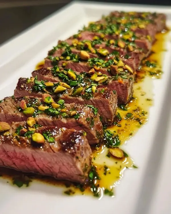 Tataki de Veau Rosé Sublime 4 Tataki de Veau Rosé, Sauce Gremolata à la Pistache & Zestes de Clémentine