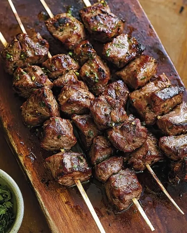 Recette Brochettes de Bœuf Mariné Parfumée 3 Brochettes de bœuf mariné