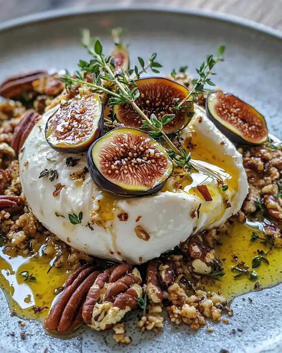 Burrata sur Figues Rôties au Miel & au Thym 1 Burrata sur Figues Rôties au Miel & au Thym