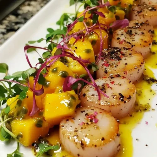 Carpaccio de Saint-Jacques Vinaigrette Mangue-Passion 5 Carpaccio de Saint-Jacques Vinaigrette Mangue