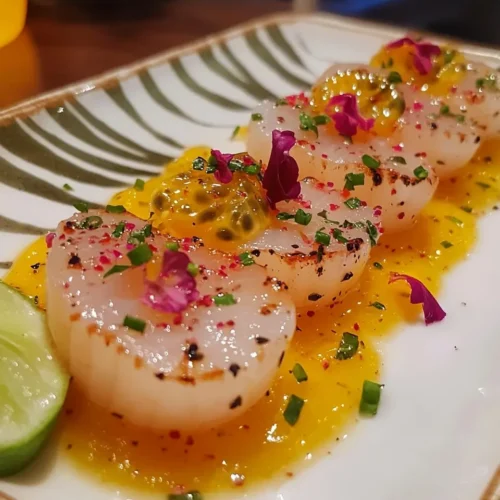 Carpaccio de Saint-Jacques Vinaigrette Vanille Exquis 5 Carpaccio de Saint-Jacques vinaigrette vanille