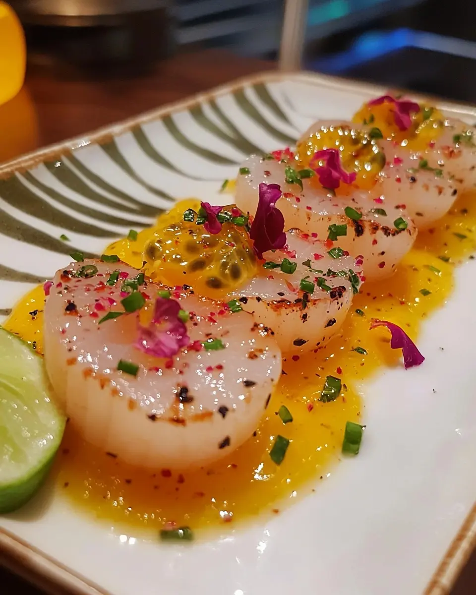 Carpaccio de Saint-Jacques Vinaigrette Vanille Exquis 1 Carpaccio de Saint-Jacques vinaigrette vanille