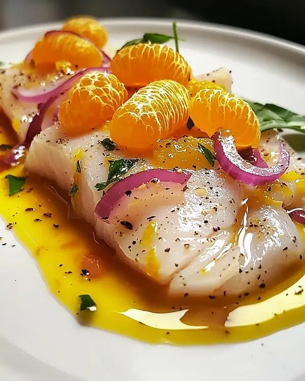 Ceviche de Bar Délicieux 4 Ceviche de Bar, Leche de Tigre à la Clémentine & Poivre de Timut