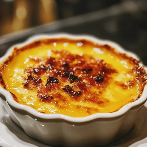 Crème Brûlée Salée au Potimarron Fumée 5 Crème Brûlée Salée au Potimarron, Éclats de Châtaignes & Lard Fumé