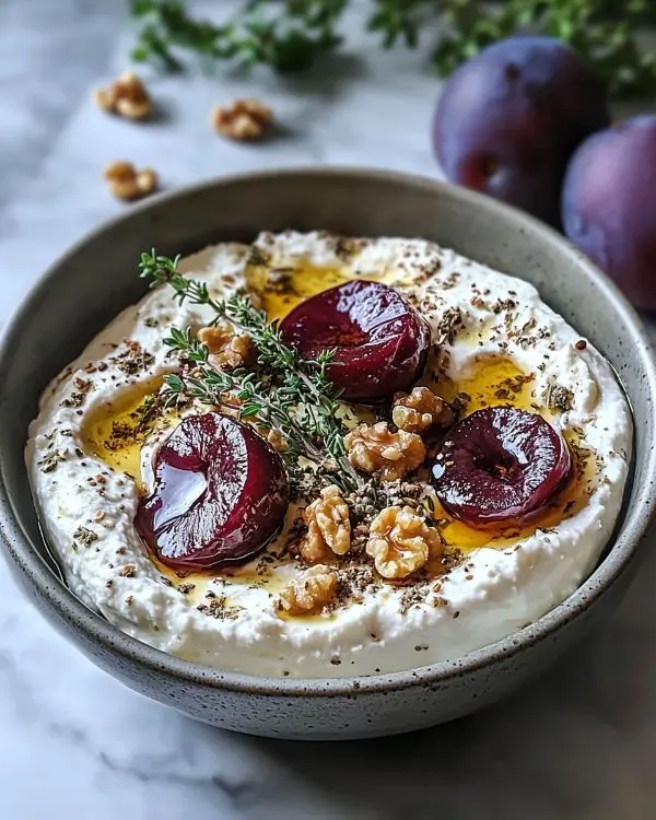 Feta Fouettée au Za'atar et Prunes Dorées 3 Feta Fouettée au Za'atar, Prunes Rôties au Thym & Miel