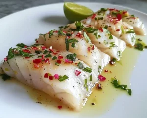 Ma Recette Carpaccio de Bar, Vinaigrette Litchi-Rose & Baies Roses