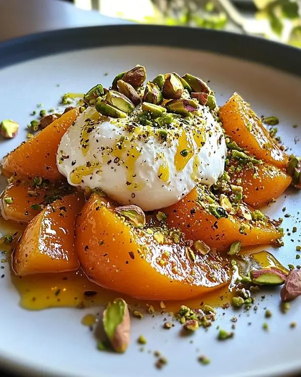 Burrata sur Carpaccio de Kaki Exquis 4 Recette Burrata sur Carpaccio de Kaki