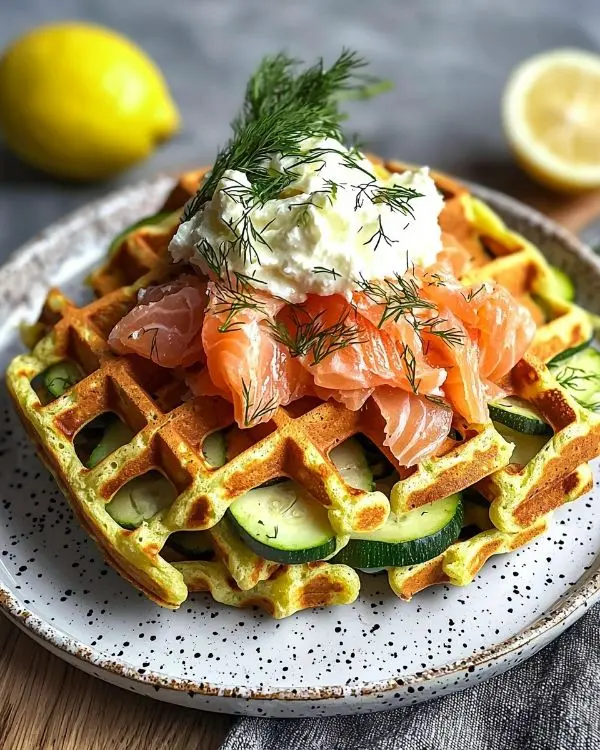 Gaufre de Courgette au Parmesan Raffinée 4 Recette Gaufre de Courgette au Parmesan, Ricotta Fouettée au Citron & Saumon Fumé