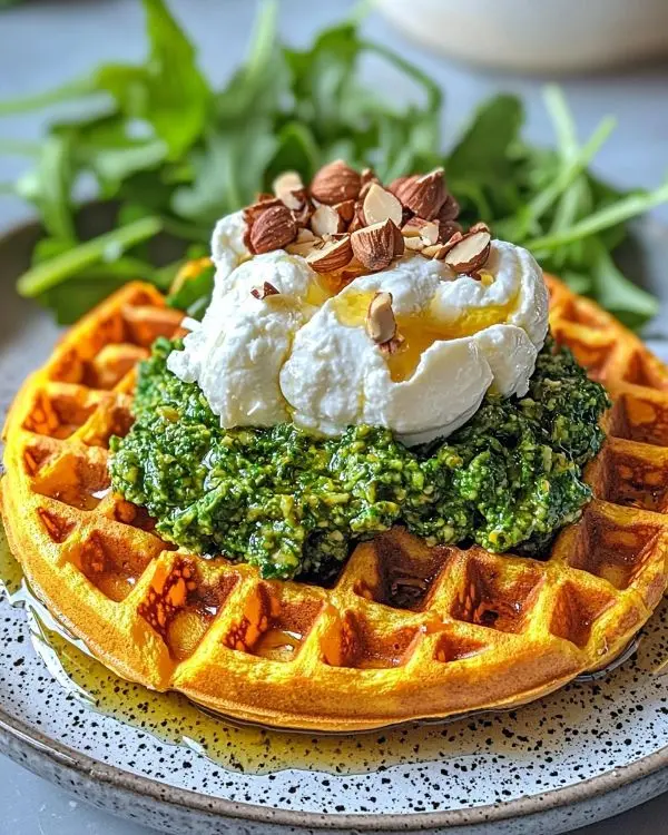Gaufre de Patate Douce, Burrata, Pesto de Noisettes 4 Recette Gaufre de Patate Douce