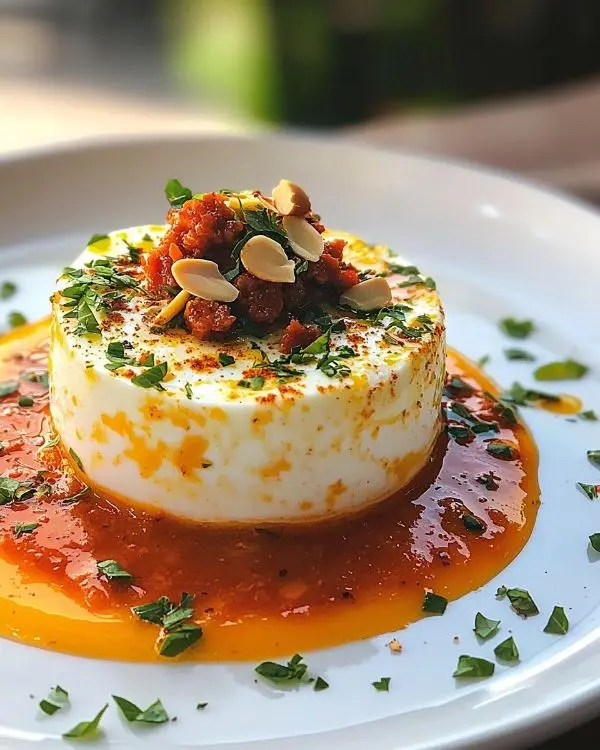 Île Flottante Salée au Chorizo 2 Recette Île Flottante Salée au Chorizo sur Velouté Glacé de Poivron Rouge Rôti